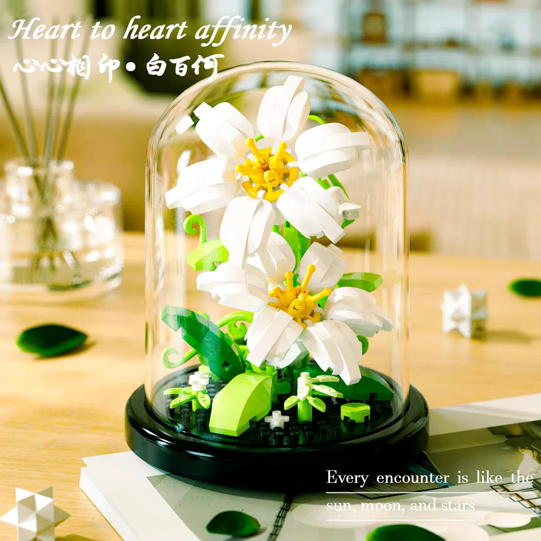 Petites fleurs sous cloche